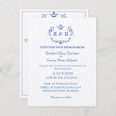 Dusty Blue Elegant White Gray Blumenherz Hochzeit Save The Date (Vorne/Hinten)
