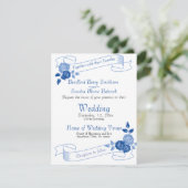 Dusty Blue Elegant White Gray Blumenherz Hochzeit Save The Date (Stehend Vorderseite)