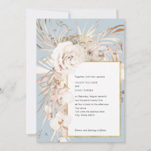 Dusty-blue-elegante Aquarellgarten Blume Einladung