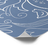 Dusty Blue Elegante Blumenhochzeit Willkommen Poster (Ecke)