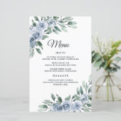 Dusty Blue Elegante Blumenkarten Boho Wedding (Stehend Vorderseite)