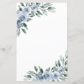 Dusty Blue Elegante Blumenkarten Boho Wedding (Rückseite)