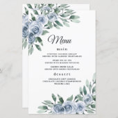 Dusty Blue Elegante Blumenkarten Boho Wedding (Vorne/Hinten)