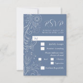 Dusty Blue Elegante Blumenküche RSVP Karte (Vorderseite)