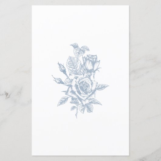 Dusty Blue Elegante Blumensuche (Rückseite)