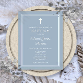 Dusty Blue Elegante Border Baptism Einladung Postkarte
