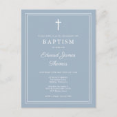 Dusty Blue Elegante Border Baptism Einladung Postkarte (Vorderseite)