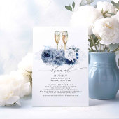 Dusty Blue Elegante Brunch und Bubbly Brautparty Einladung