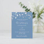 Dusty Blue elegante Budget Hochzeitseinladung (Stehend Vorderseite)