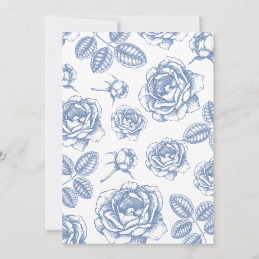 Dusty Blue Elegante Chinoiserie Wedding Einladung (Rückseite)