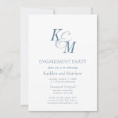 Dusty Blue Elegante Classic Engagement Party Einladung (Vorderseite)