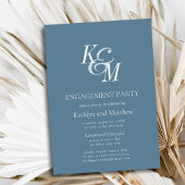 Dusty Blue Elegante Classic Engagement Party Einladung