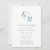 Dusty Blue Elegante Classic Simple Couples Dusche Einladung (Vorderseite)