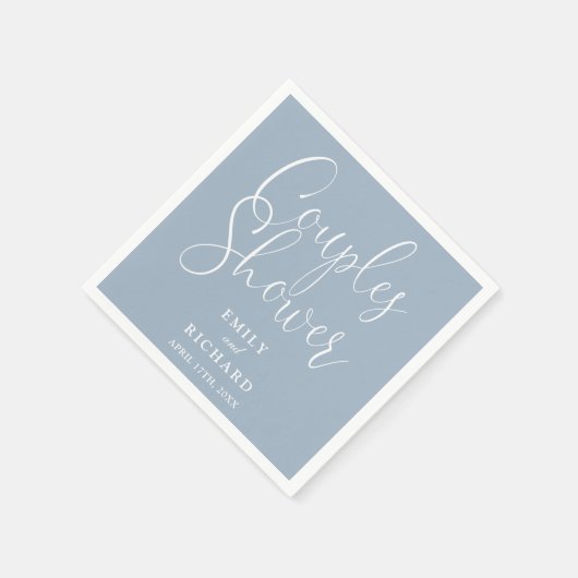 Dusty Blue Elegante Couples Bridal Polterabend Serviette (Ecke)