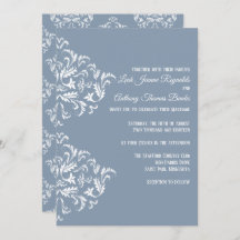 Dusty Blue Elegante Damask Einladung