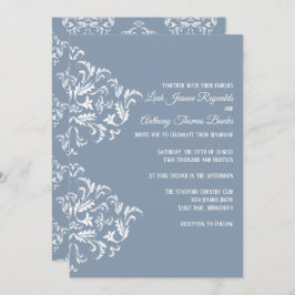 Dusty Blue Elegante Damask Einladung
