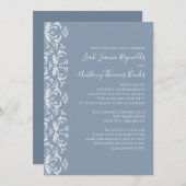 Dusty Blue Elegante Damask Einladung (Vorne/Hinten)