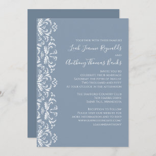 Dusty Blue Elegante Damask Einladung