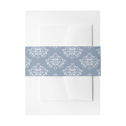 Dusty Blue Elegante Damask Einladung Bands Einladungsbanderole (Vorderseite Beispiel)