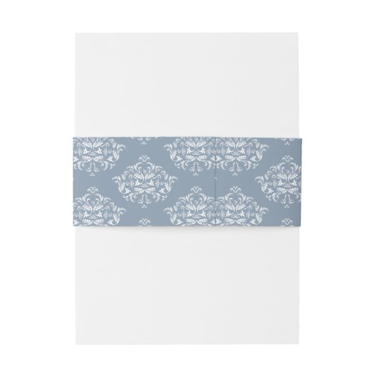 Dusty Blue Elegante Damask Einladung Bands Einladungsbanderole (Rückseitenbeispiel)