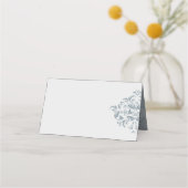 Dusty Blue elegante Damask Leere Platzkarten (Rückseite)