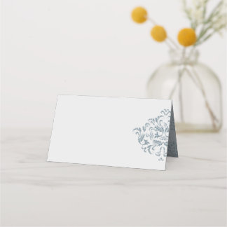 Dusty Blue elegante Damask Leere Platzkarten