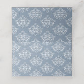 Dusty Blue elegante Damask Leere Platzkarten (Innenseite Aufgefaltet)