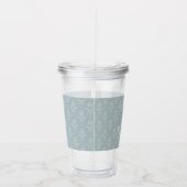 Dusty Blue Elegante Damask Personalisiert Acryltrinkbecher (Rechts)