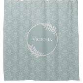 Dusty Blue Elegante Damask Personalisiert Duschvorhang (Vorderseite)