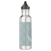 Dusty Blue Elegante Damask Personalisiert Edelstahlflasche (Links)