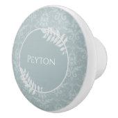 Dusty Blue Elegante Damask Personalisiert Keramikknauf (Rechts)