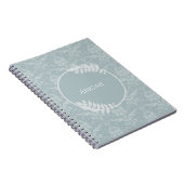 Dusty Blue Elegante Damask Personalisiert Notizblock (Rechte Seite)
