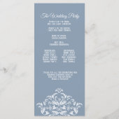 Dusty Blue Elegante Damask Programm Rackkarte (Rückseite)
