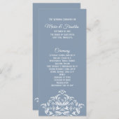 Dusty Blue Elegante Damask Programm Rackkarte (Vorne/Hinten)