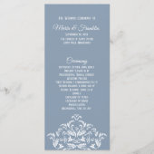 Dusty Blue Elegante Damask Programm Rackkarte (Vorderseite)