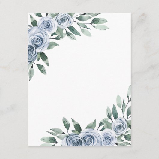 Dusty Blue Elegante Floral Boho Rose Rustikale Hoc Begleitkarte (Rückseite)