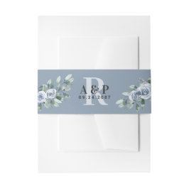 Dusty Blue Elegante Floral Boho Rose Rustikale Hoc Einladungsbanderole