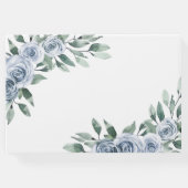 Dusty Blue Elegante Floral Boho Rose Rustikale Hoc Gästebuch (Rückseite)