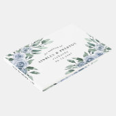 Dusty Blue Elegante Floral Boho Rose Rustikale Hoc Gästebuch (Ecke)