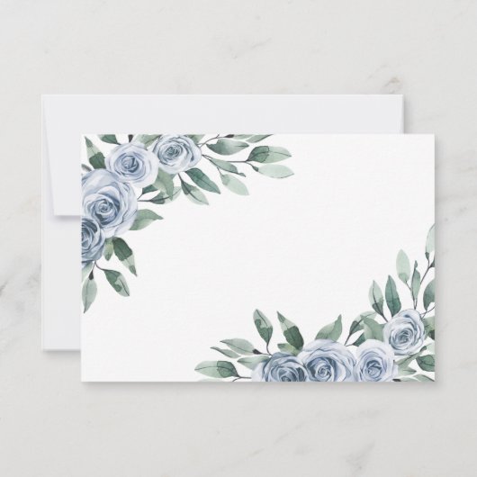 Dusty Blue Elegante Floral Boho Rose Rustikale Hoc RSVP Karte (Rückseite)