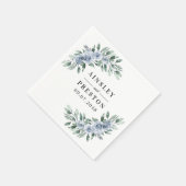 Dusty Blue Elegante Floral Boho Rose Rustikale Hoc Serviette (Ecke)