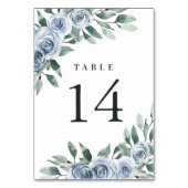 Dusty Blue Elegante Floral Boho Rose Rustikale Hoc Tischnummer (Vorderseite)