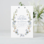 Dusty Blue Elegante Garten Vintages Brautparty Einladung (Stehend Vorderseite)