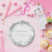 Dusty Blue Elegante Garten Vintages Brautparty Pappteller (Party)