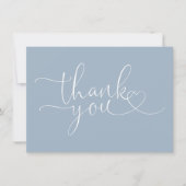 Dusty Blue Elegante Herzschrift Dankeskarte (Vorderseite)