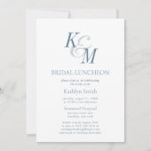 Dusty Blue Elegante Klassik Einfach Bridal Luncheo Einladung (Vorderseite)
