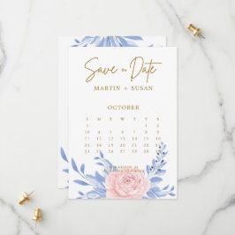 Dusty Blue Elegante Rosa Flora Rustikale Hochzeit Save The Date