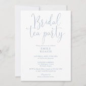 Dusty Blue Elegante Script Bridal Tea Party Dusche Einladung (Vorderseite)