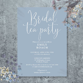 Dusty Blue Elegante Script Bridal Tea Party Dusche Einladung