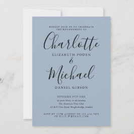 Dusty Blue Elegante Script Engagement Party Einladung